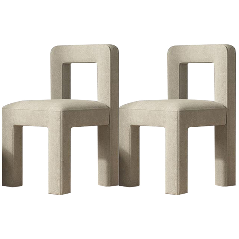 Silla lateral de comedor moderna, silla sin brazos con respaldo abierto de tela de lino con acabado mate