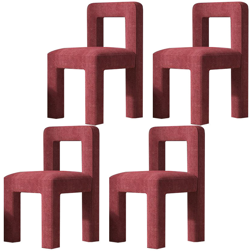 Silla lateral de comedor moderna, silla sin brazos con respaldo abierto de tela de lino con acabado mate