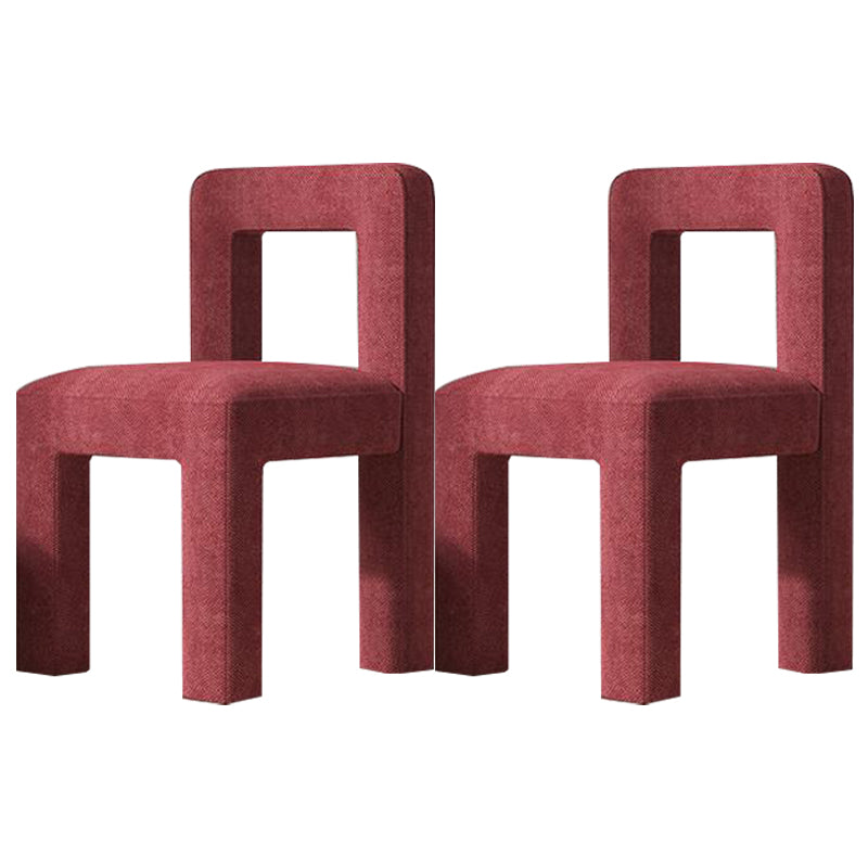 Silla lateral de comedor moderna, silla sin brazos con respaldo abierto de tela de lino con acabado mate