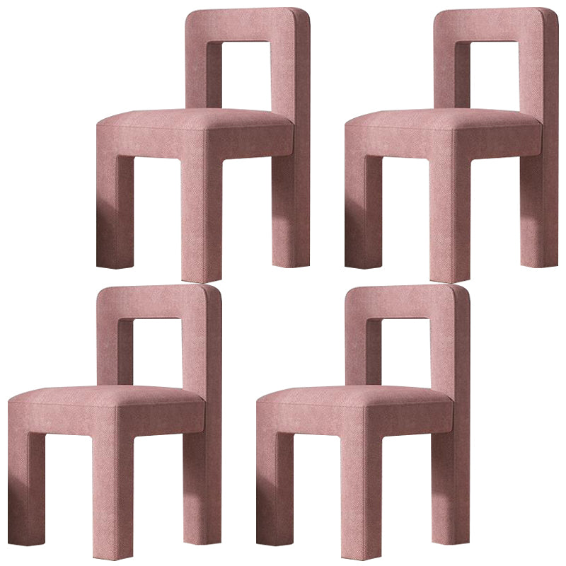 Silla lateral de comedor moderna, silla sin brazos con respaldo abierto de tela de lino con acabado mate