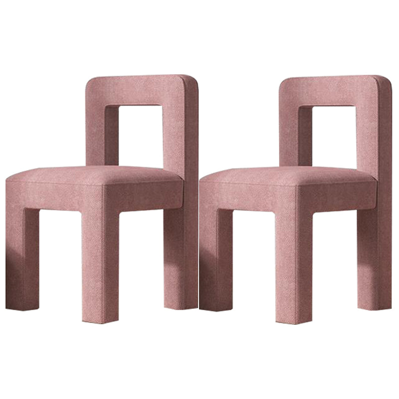 Silla lateral de comedor moderna, silla sin brazos con respaldo abierto de tela de lino con acabado mate