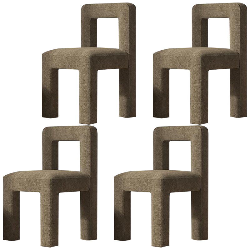 Silla lateral de comedor moderna, silla sin brazos con respaldo abierto de tela de lino con acabado mate