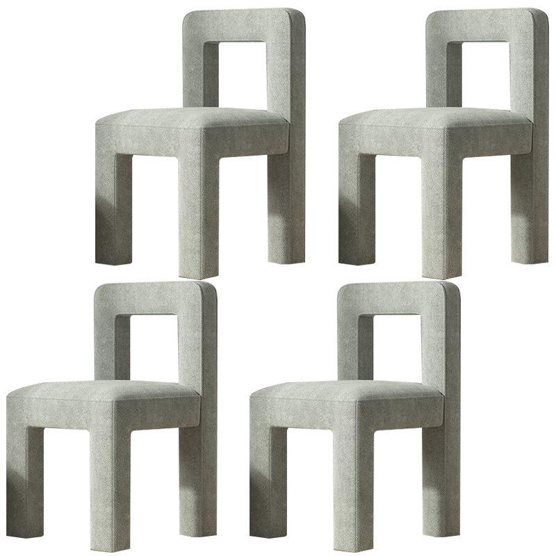 Silla lateral de comedor moderna, silla sin brazos con respaldo abierto de tela de lino con acabado mate