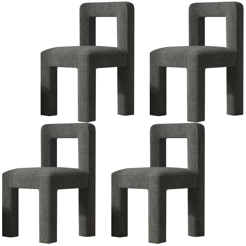 Silla lateral de comedor moderna, silla sin brazos con respaldo abierto de tela de lino con acabado mate