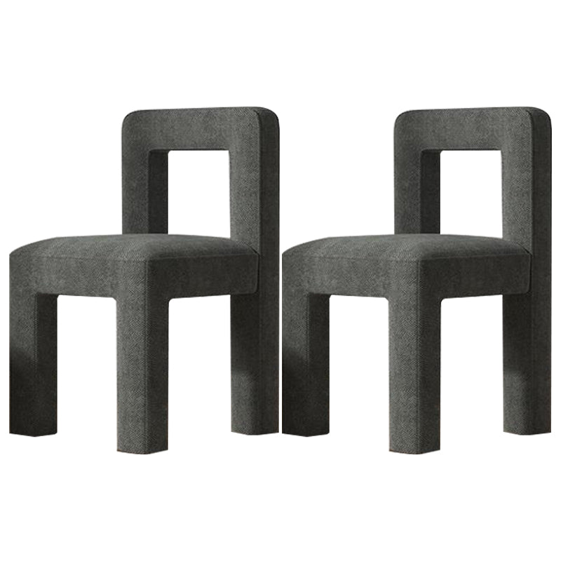 Silla lateral de comedor moderna, silla sin brazos con respaldo abierto de tela de lino con acabado mate