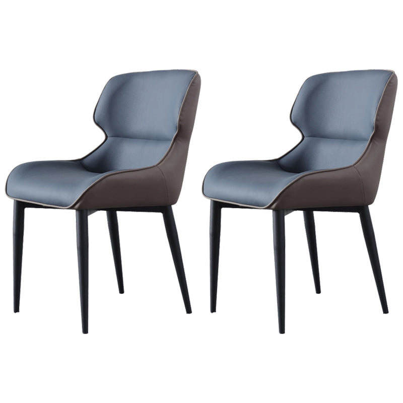 Modern Leather Curved Sloped Arm Chair Parsons Chair for Brasserie