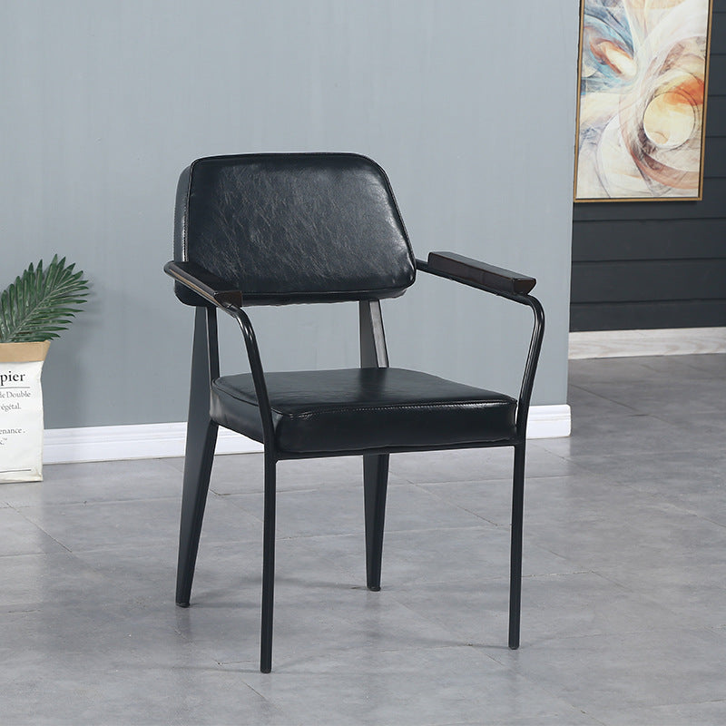 Fauteuil de pièce intérieure-extérieure en métal industriel, chaise à dossier ouvert