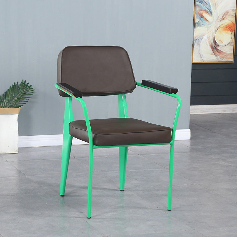 Fauteuil de pièce intérieure-extérieure en métal industriel, chaise à dossier ouvert