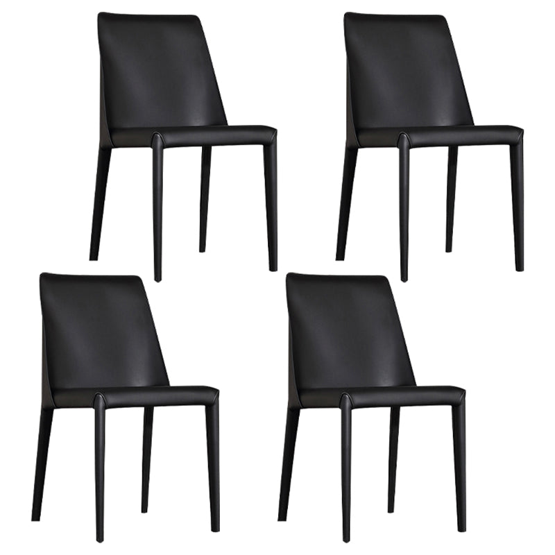 Moderner Parsons Side Chair Mattes Finish Leder gebogener Armloser Stuhl