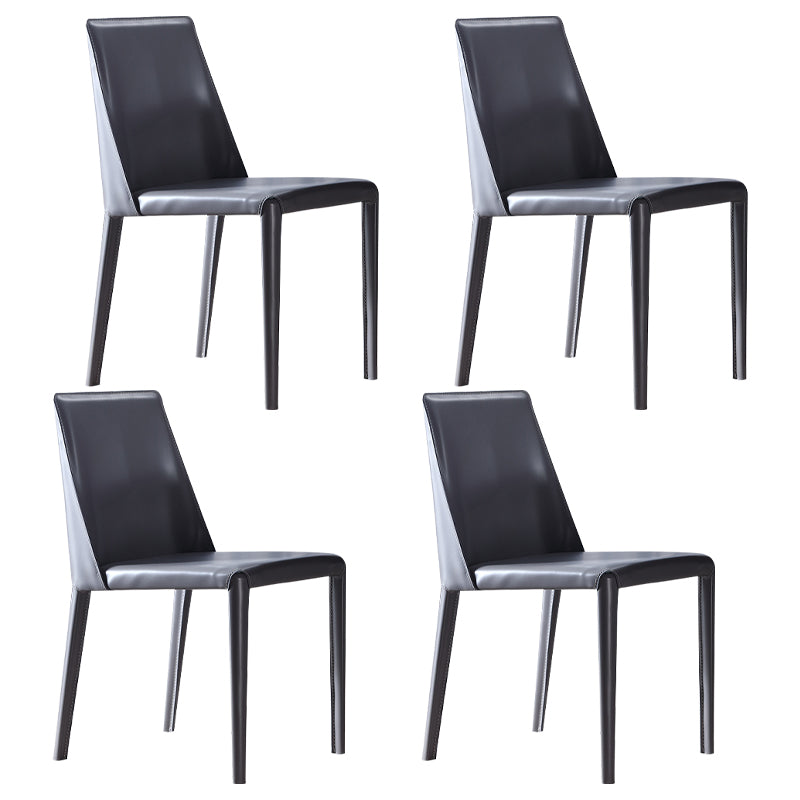 Moderner Parsons Side Chair Mattes Finish Leder gebogener Armloser Stuhl