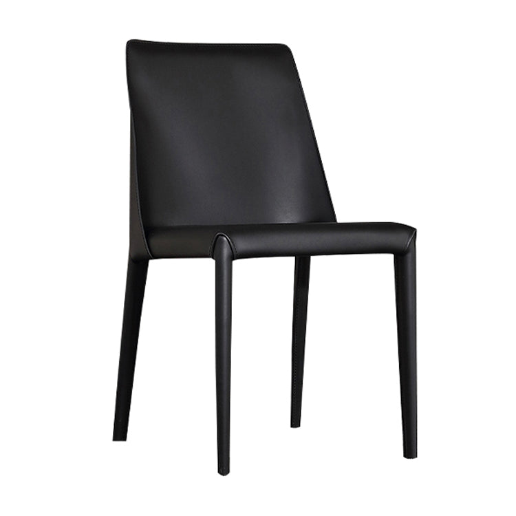 Moderner Parsons Side Chair Mattes Finish Leder gebogener Armloser Stuhl
