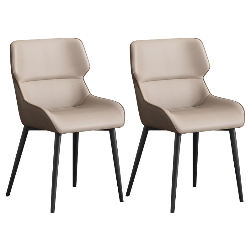 Silla de invitados Parsons moderna, silla curva de cuero con acabado mate para Brasserie
