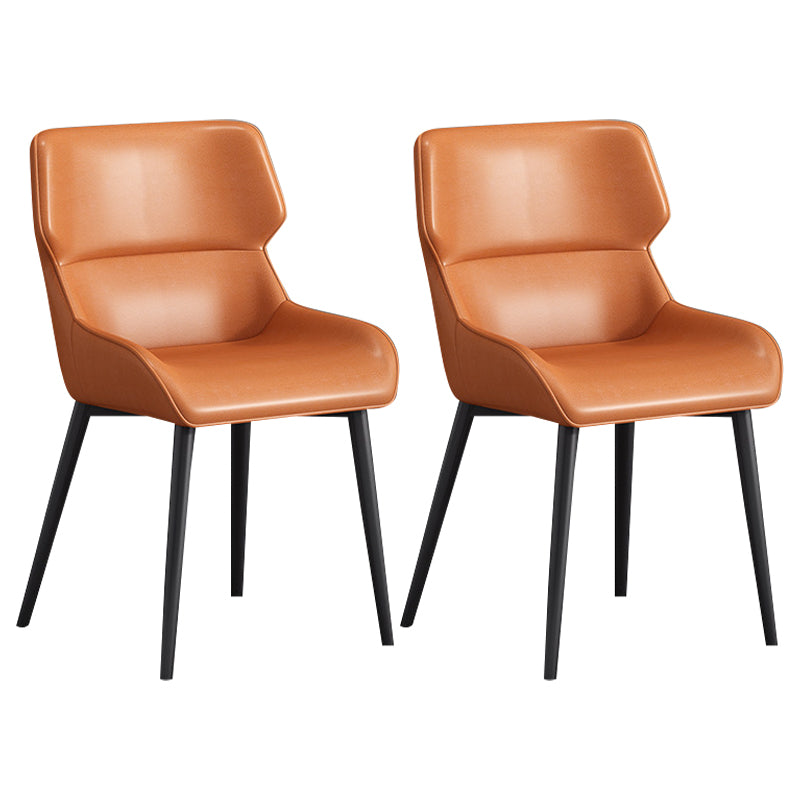 Silla de invitados Parsons moderna, silla curva de cuero con acabado mate para Brasserie