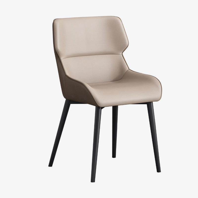 Silla de invitados Parsons moderna, silla curva de cuero con acabado mate para Brasserie