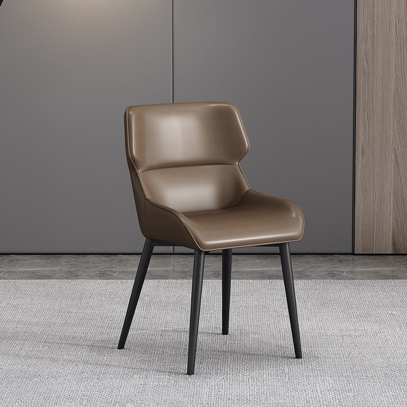 Silla de invitados Parsons moderna, silla curva de cuero con acabado mate para Brasserie