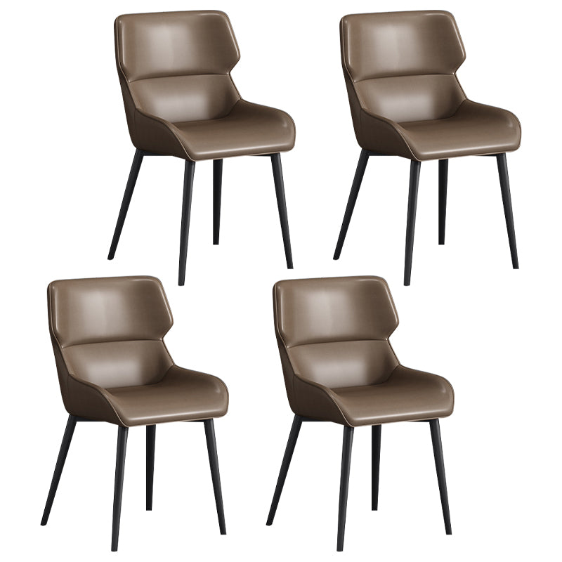 Silla de invitados Parsons moderna, silla curva de cuero con acabado mate para Brasserie