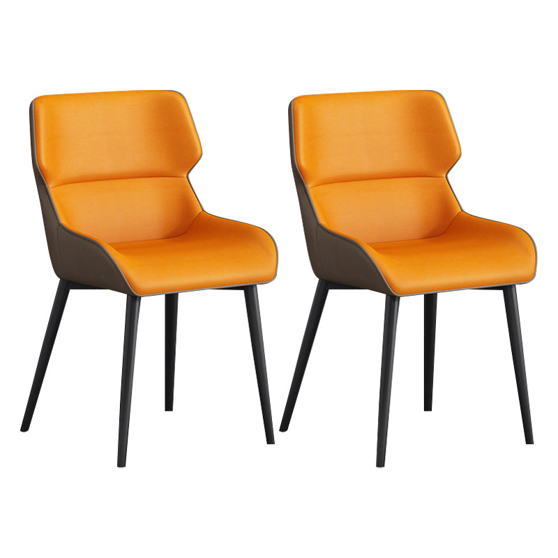 Silla de invitados Parsons moderna, silla curva de cuero con acabado mate para Brasserie