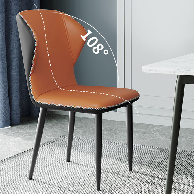 Silla auxiliar Parsons contemporánea, silla curva de cuero con acabado mate para Brasserie