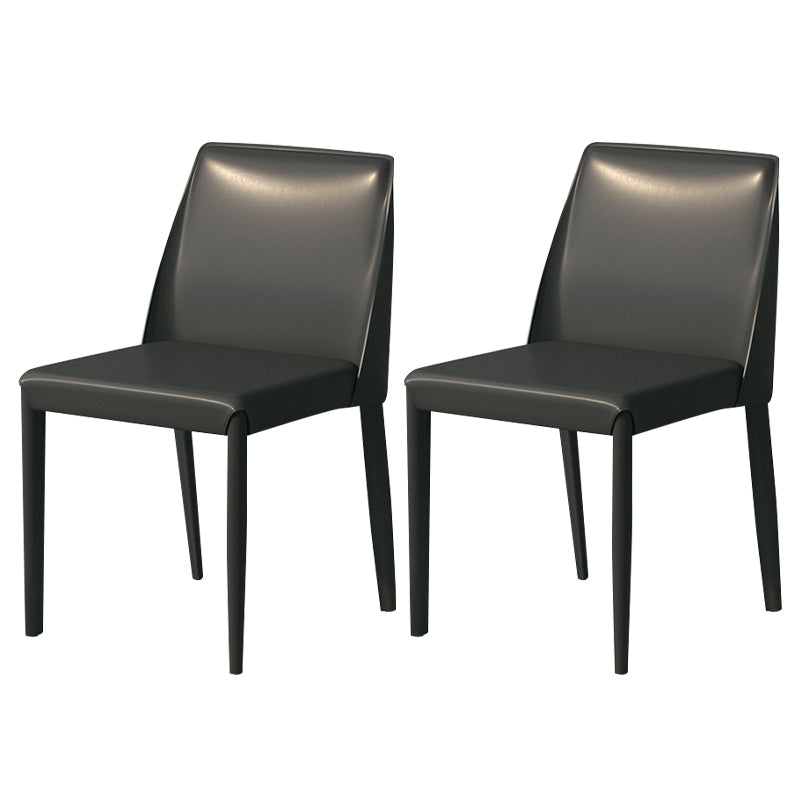 Silla auxiliar Parsons contemporánea, silla sin brazos curvada de cuero con acabado mate para Brasserie