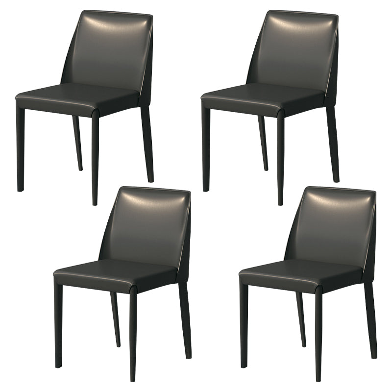 Silla auxiliar Parsons contemporánea, silla sin brazos curvada de cuero con acabado mate para Brasserie