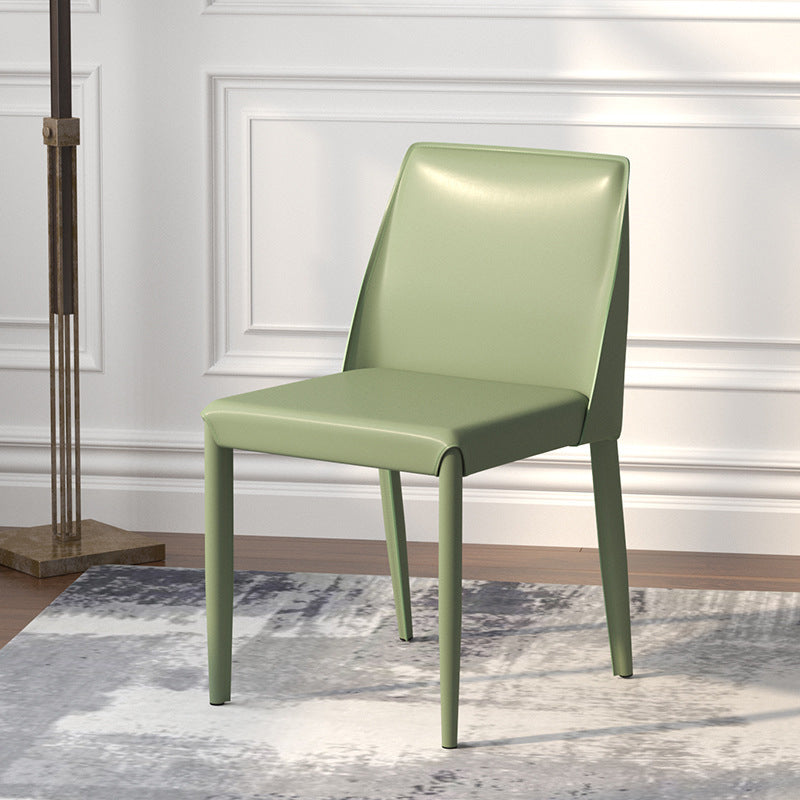 Silla auxiliar Parsons contemporánea, silla sin brazos curvada de cuero con acabado mate para Brasserie