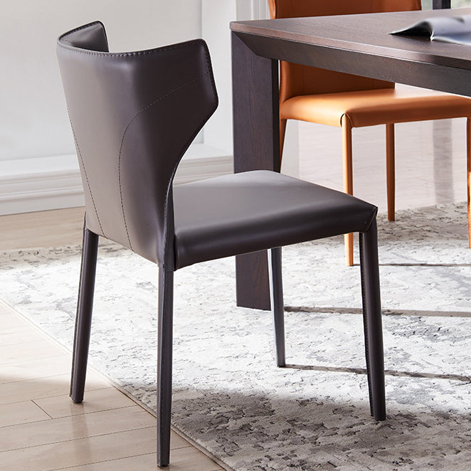 Sillas laterales de cuero modernas para interiores y exteriores, silla con respaldo sólido