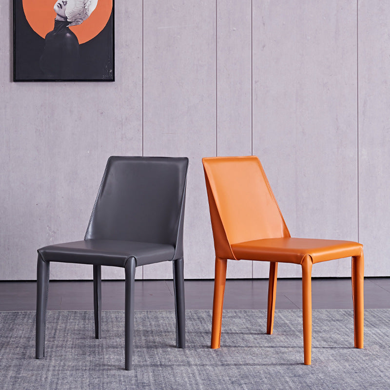 Sillas laterales de cuero modernas para interiores y exteriores, silla con respaldo sólido