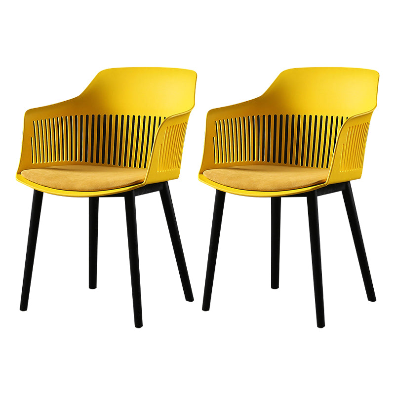 Contemporary Slat Back Arm Chair Matte Finish Metal Chair for Patio