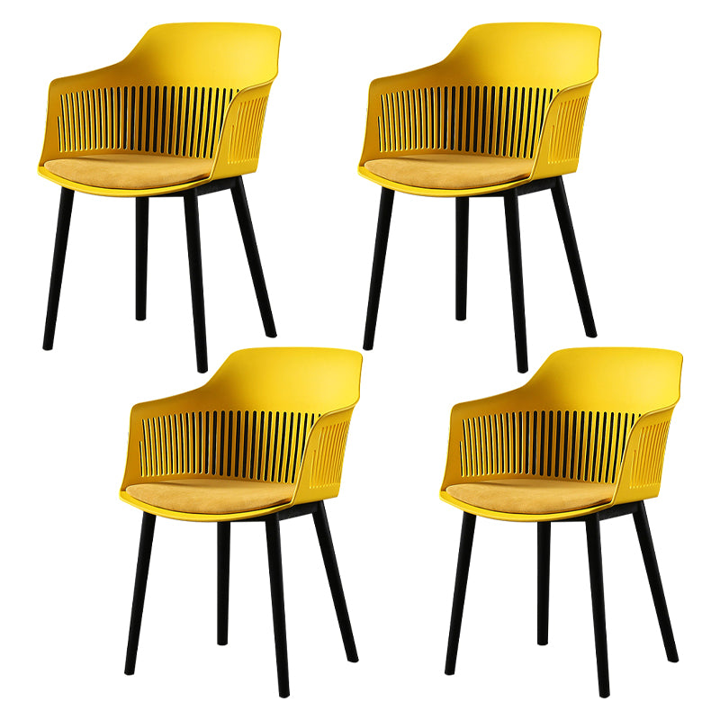 Contemporary Slat Back Arm Chair Matte Finish Metal Chair for Patio