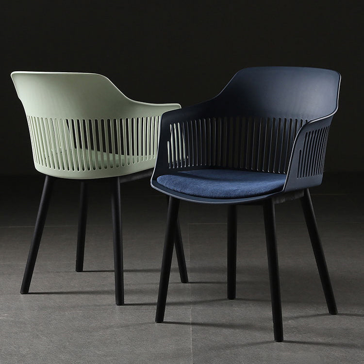 Contemporary Slat Back Arm Chair Matte Finish Metal Chair for Patio