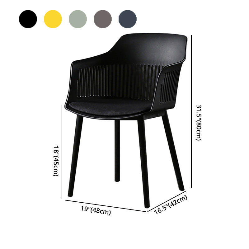 Contemporary Slat Back Arm Chair Matte Finish Metal Chair for Patio