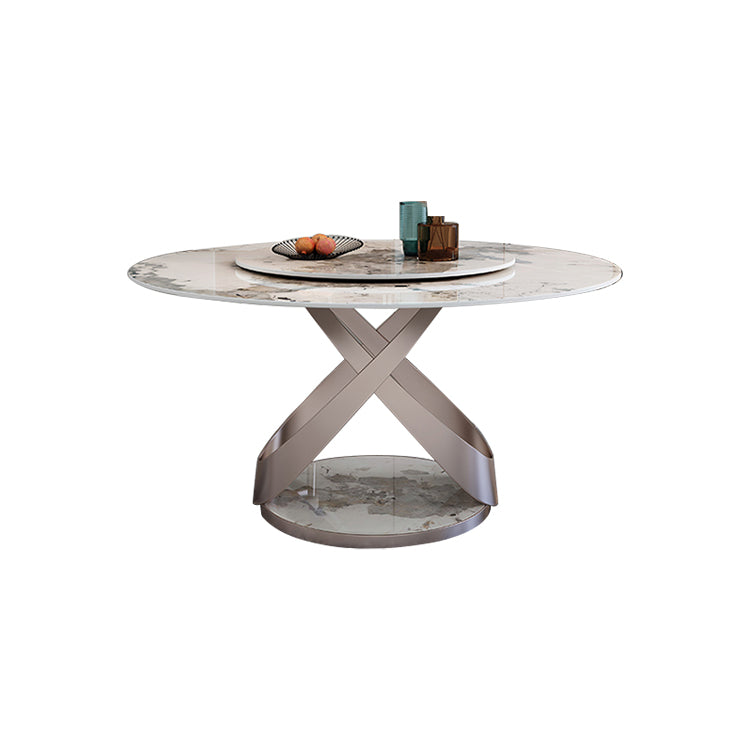 29.52''H Glam Round Dining Table Standard Sintered Stone Dining Table with Pedestal Base