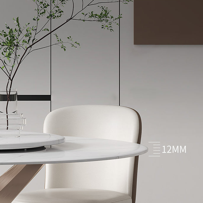 29.52''H Glam Round Dining Table Standard Sintered Stone Dining Table with Pedestal Base