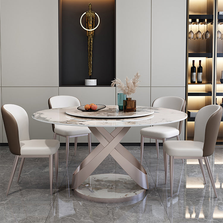 29.52''H Glam Round Dining Table Standard Sintered Stone Dining Table with Pedestal Base