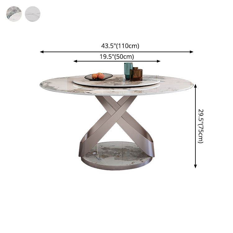 29.52''H Glam Round Dining Table Standard Sintered Stone Dining Table with Pedestal Base
