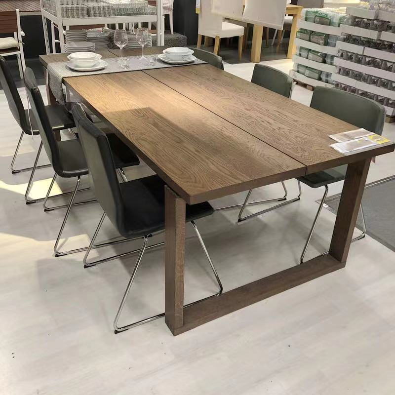 Rectangle Casual Dining Table Wood Color Fixed Table with Ashwood Solid Wood