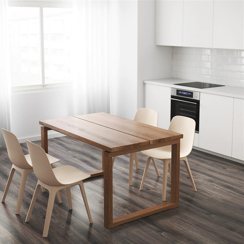Rectangle Casual Dining Table Wood Color Fixed Table with Ashwood Solid Wood