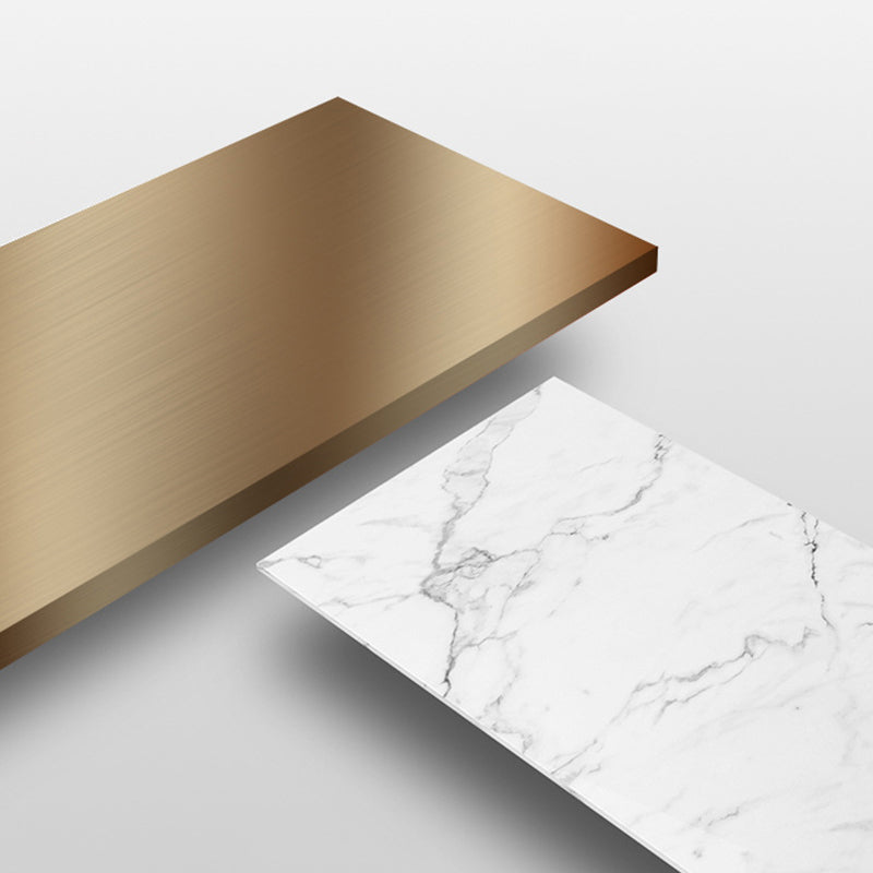 Mesa de comedor de lujo tradicional, mesa de comedor rectangular de piedra con marco dorado para uso doméstico
