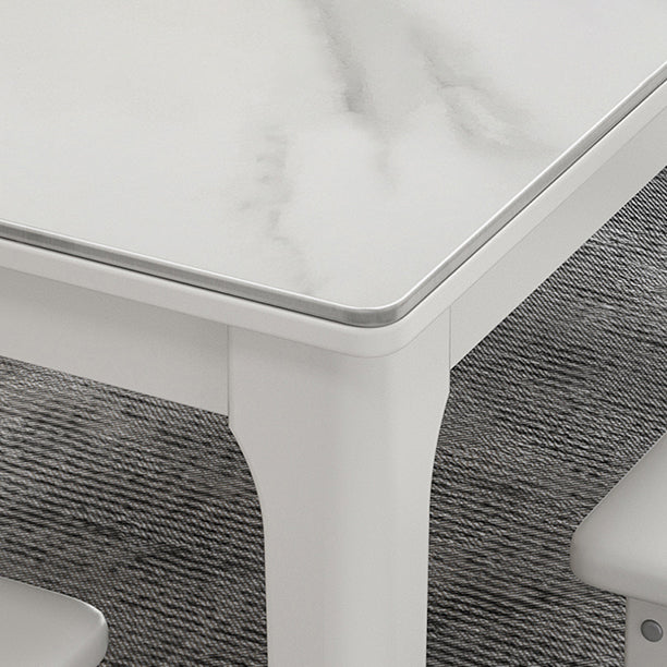 Rechthoekige eettafel uit het midden van de eeuw Vaste tafel van witte gesinterde steen