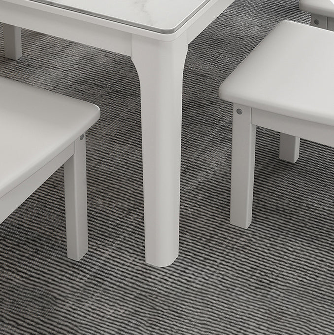 Rechthoekige eettafel uit het midden van de eeuw Vaste tafel van witte gesinterde steen