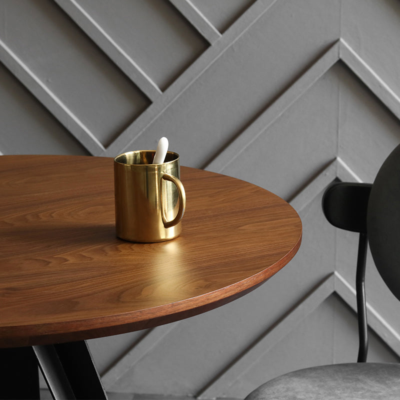Contemporary Round Shape MDF Table Standard Kitchen Dining Table with Pedestal Base