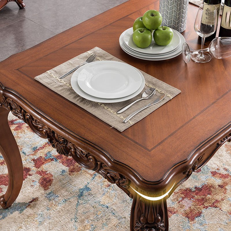 Mid-Century Dining Table Rectangle Solid Wood 4 Legs Dining Table for Living Room