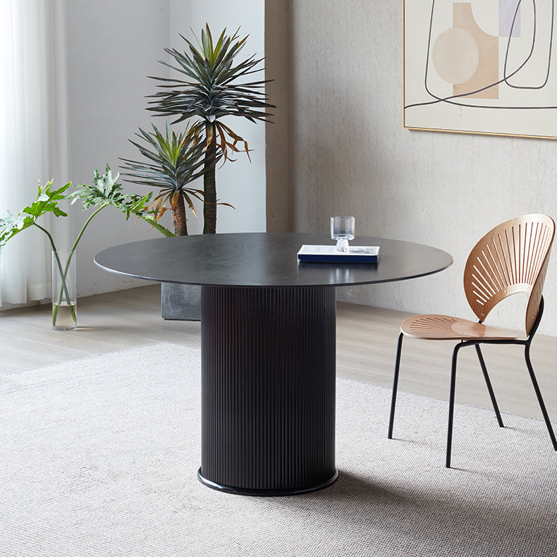 Sintered Stone Top Round Table for Restaurant Modern Kitchen Table with Pedestal Base