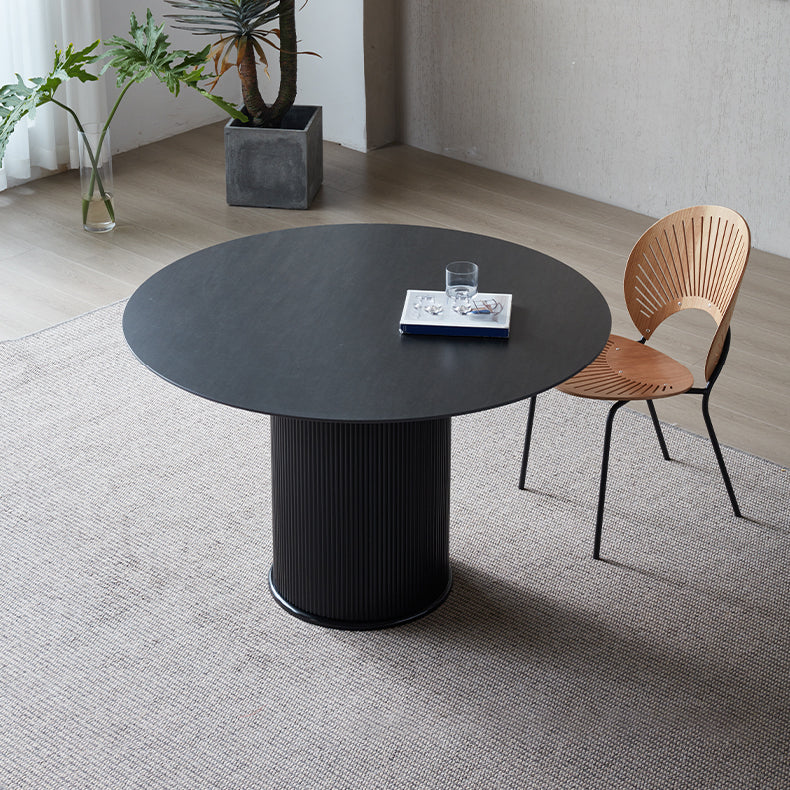 Sintered Stone Top Round Table for Restaurant Modern Kitchen Table with Pedestal Base