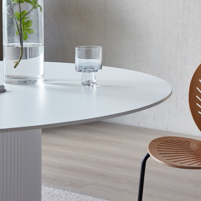 Sintered Stone Top Round Table for Restaurant Modern Kitchen Table with Pedestal Base