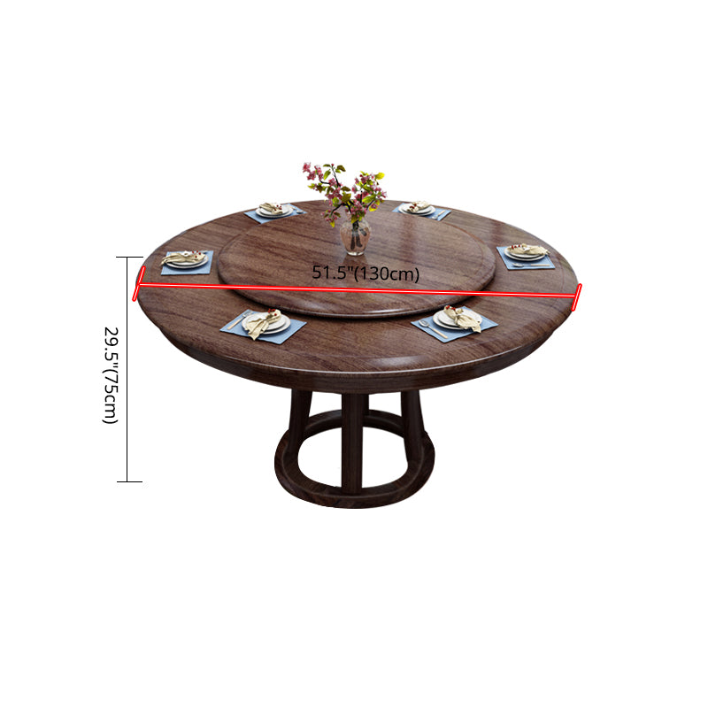 Modern Round Shape Brown Table Solid Wood Standard Dining Table for Kitchen