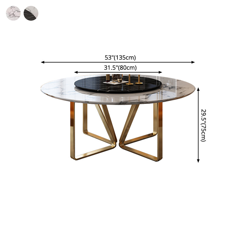 Ronde meubels luxe stijl marmeren dubbele voetstuk eettafel met draaitafel