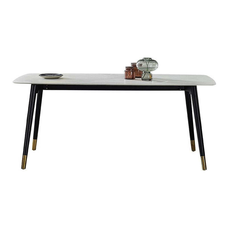 Rectangle Luxury Style Dining Table Two-Color Fixed Table with Sintered Stone