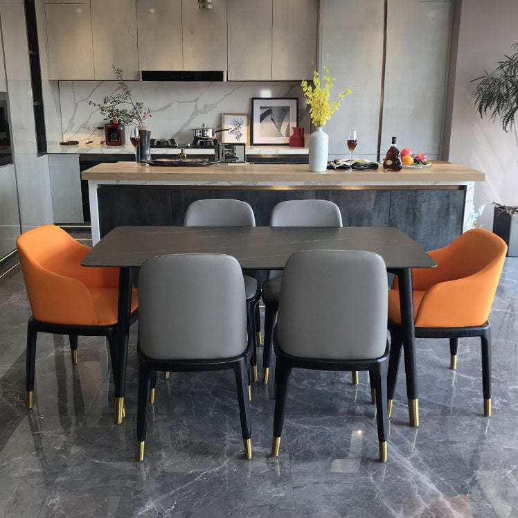 Rectangle Luxury Style Dining Table Two-Color Fixed Table with Sintered Stone