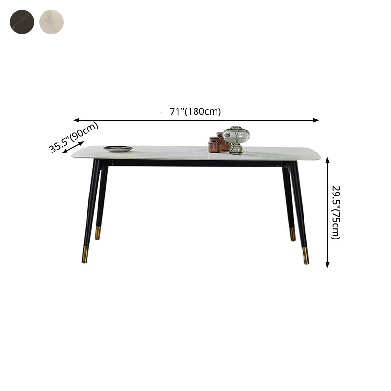 Rectangle Luxury Style Dining Table Two-Color Fixed Table with Sintered Stone